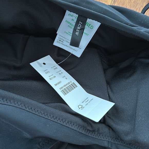 NWT J. CREW Ruched Tie Shoulder Black One Piece Swimsuit 8 summer vacation - Picture 3 of 4